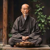 慧灯居士——草灯和尚文化研究中心创始人，长期从事禅宗文化研究，面容温和儒雅，着传统中式布衣