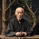 竹心先生——草灯和尚文化研究中心艺术顾问，专注于禅意美学与国风视觉设计，面容清瘦，神情专注